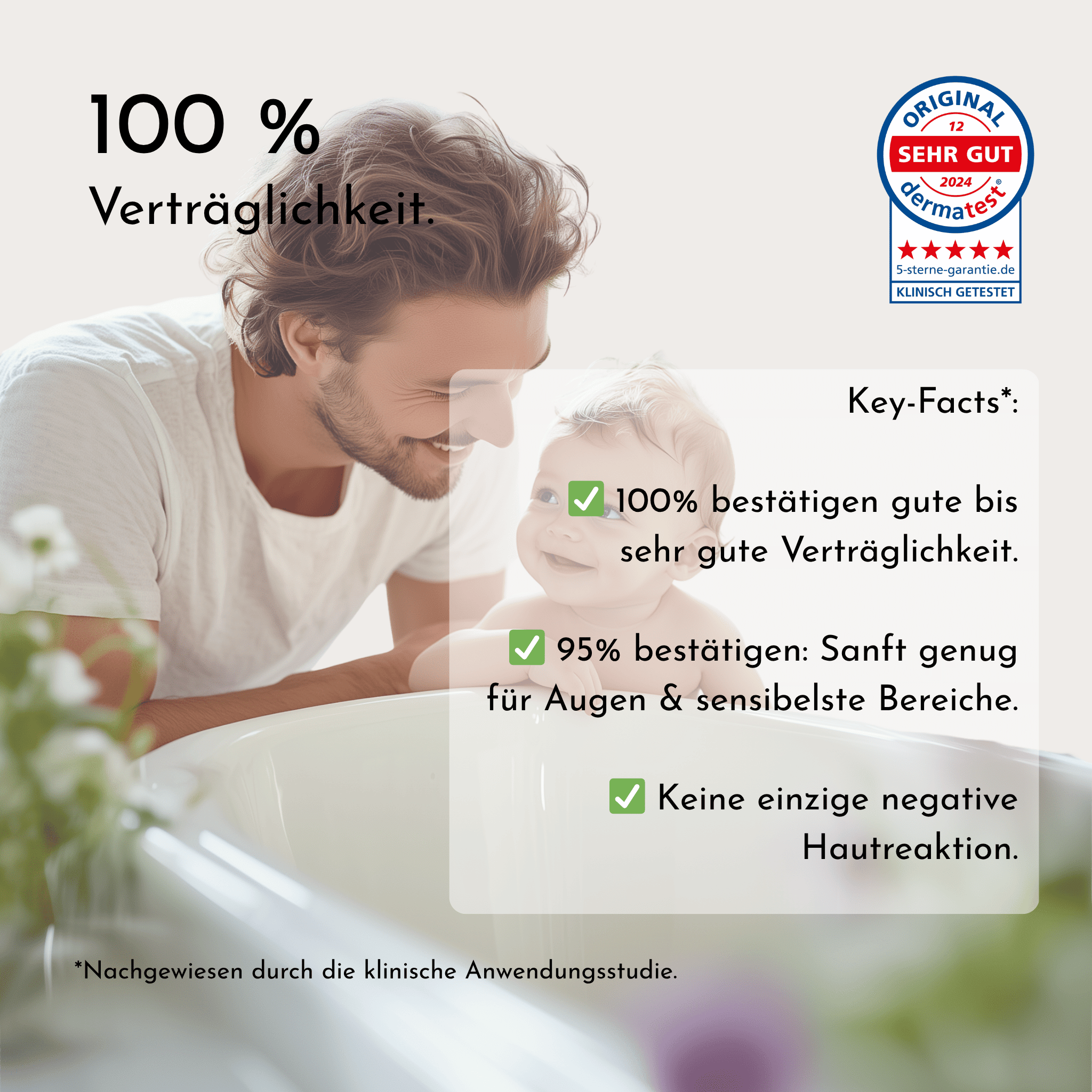 Kräutermichel 3-Zutaten-Pflege: 100 % bestätigte Hautverträglichkeit in der klinischen Studie. Maximale Sicherheit für diverse Hauttypen.