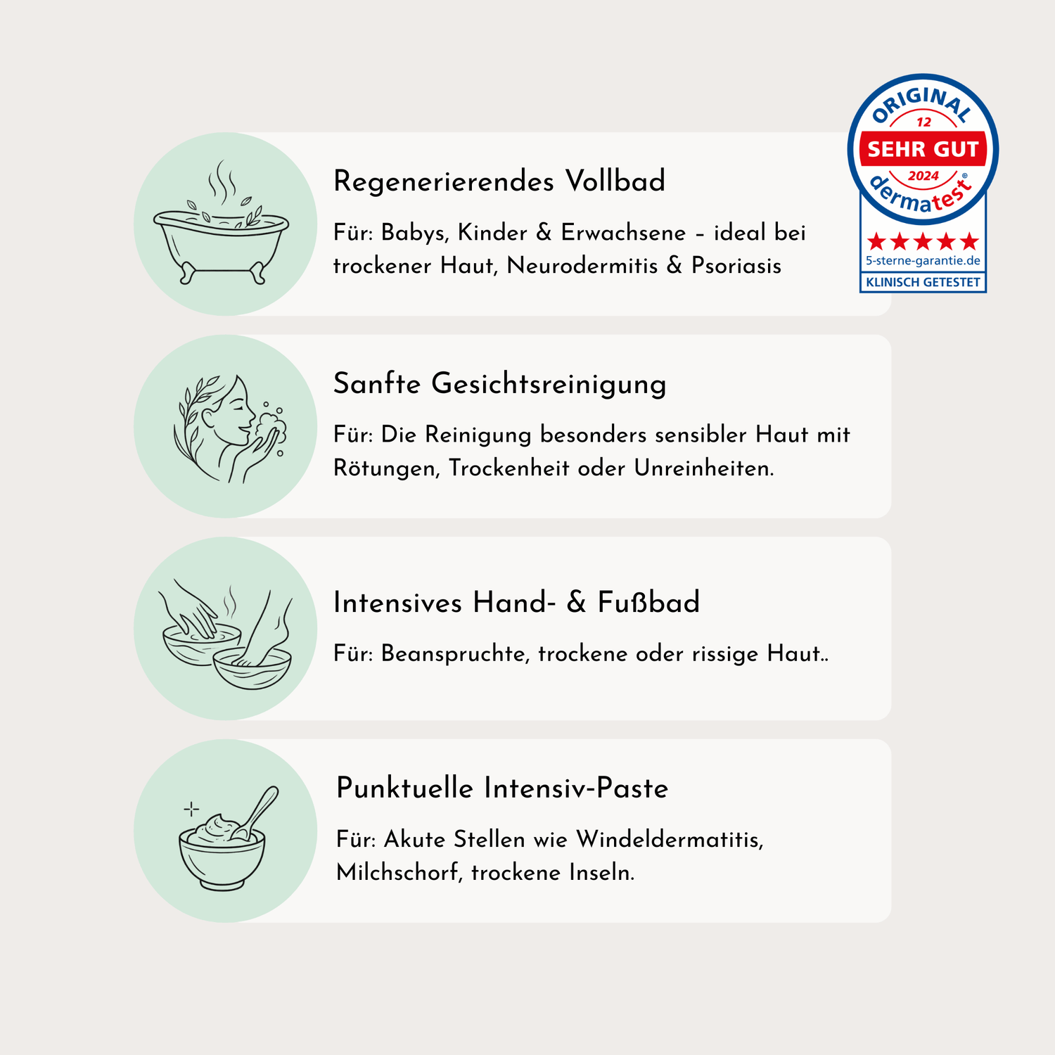 Kräutermichel 3-Zutaten-Pflege: Anwendbar als Bad, Sanfte Gesichtsreinigung, intensives Handbad und Fußbad, punktuelle Intensiv-Paste.