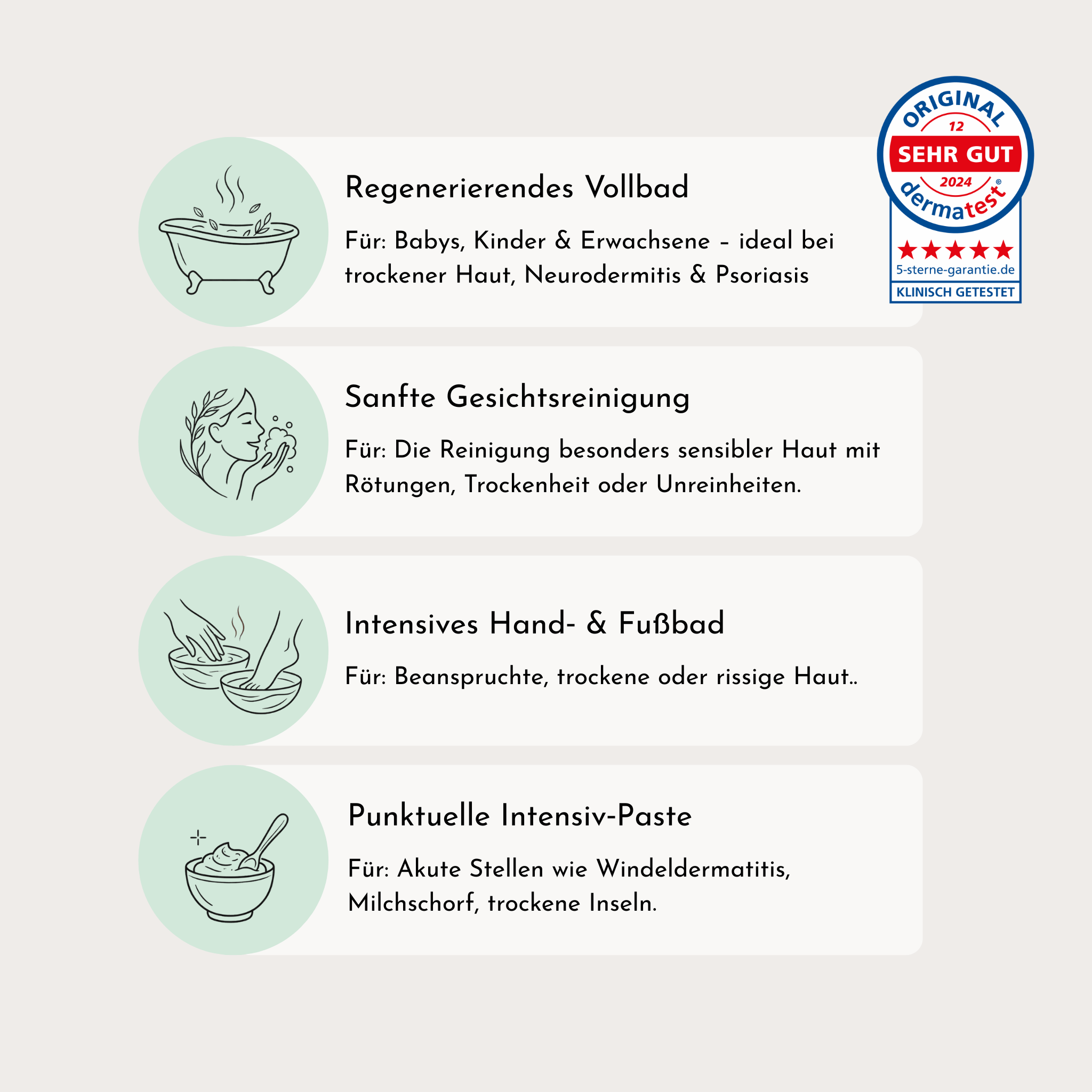 Kräutermichel 3-Zutaten-Pflege: Anwendbar als Bad, Sanfte Gesichtsreinigung, intensives Handbad und Fußbad, punktuelle Intensiv-Paste.